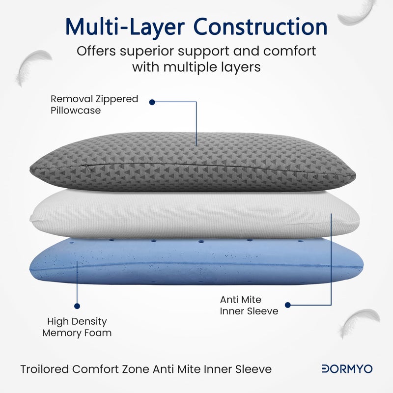 Dormyo 2.5 Inch Height Memory Foam Pillow for Neck Pain and Shoulder Pain - Orthopedic Gel Infused Memory Foam Soft Pillows for Sleeping - Pack of 1 Luxe - Image 5