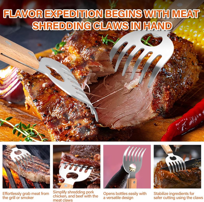 DASHTHER Stainless Steel Meat Shredder Claws with Long Wooden Handles for Pulled Pork, Turkey, Chicken - BBQ Tools for Shredding, Pulling, Handling, and Serving - Image 5