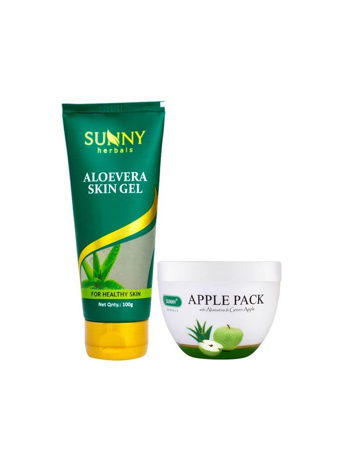 Sunny Aloe Vera Gel (100gm) & Apple Face Pack (150gm), Radiant, Glowing Skin, Fights Flaky, Patchy Skin, Protects from Free Radicals, Revitalizes, Freshens the Skin - Image 1