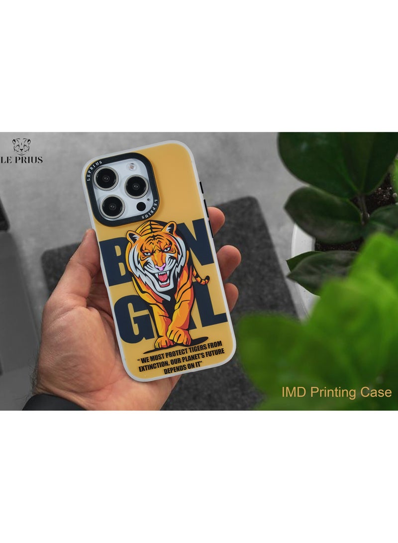 Le Prius BomBay Series Shockproof IMD Printing Premium Quality Protective Phone Case Compatible with iPhone 16 Pro, Full Body Drop Protection, Slim Fit Anti-Scratch Durable Cover, MagSafe Friendly, Comfortable Grip, Stylish Premium Design for Men and Women - Tiger Walk - Image 4