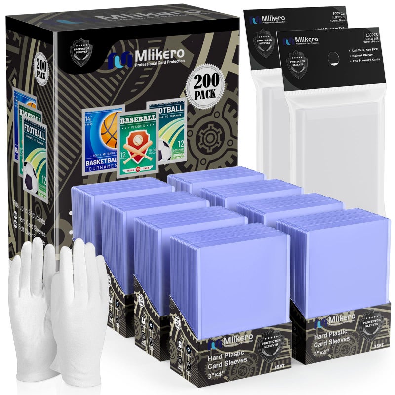 Mlikero 400 Card Sleeves Top Loaders for Cards 3X4 Toploaders for Cards Premium Baseball Card Protectors Hard Plastic for Sports and Game Cards 200 Top Loaders 200 Clear Sleeves - Image 2