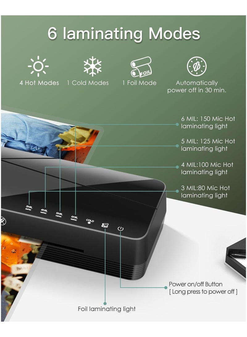آلة laminating SYOSI A3 - آلة laminating حرارية ساخنة وباردة مقاس 13 بوصة مع أوراق laminating، آلة laminating متعددة الاستخدامات 5 في 1 مع 6 أوضاع laminating وإيقاف التشغيل التلقائي للاستخدام المنزلي والمكتب والمدرسة - Image 2