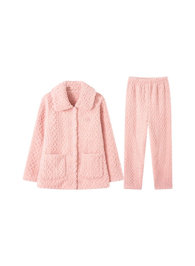 Fenton Fenteng Couple's Pajamas, Autumn And Winter Double-sided Puff Fleece, Thickened Warm Women's Loungewear Set - Image 4