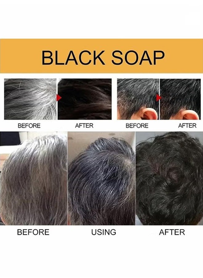 هومتوبس شامبو Black Soap Grey Coverage Bar 50 جم ، صابون سواد الشعر مع مستخلصات عشبية نباتية لنمو الشعر ومحلول خال من الصبغة للشعر الرمادي  - Image 2