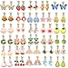 SYNLIN 30 Pairs Cartoon Clip On Earrings for Girls Adjustable NonPiercing Ear Clips Lightweight Plastic AnimalFlowerFruit Designs Butterfly Strawberry Dolphin for Kids Teens Daily Wear Gift - Image 3