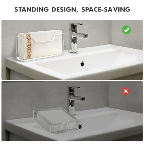 Kordory Acrylic Guest Towel Holder for Bathroom, Clear Waterproof Splashing Vertical Napkin Holder for Kitchen, Disposable Hand Towel Holder, Modern Dining Table Napkin Tray for Home, Hotel, Office - Image 3