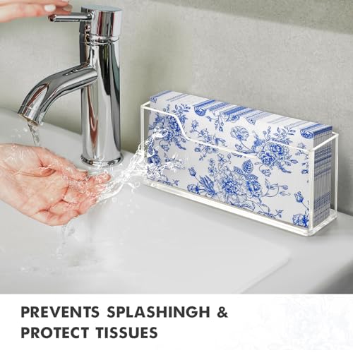 Kordory Acrylic Guest Towel Holder for Bathroom, Clear Waterproof Splashing Vertical Napkin Holder for Kitchen, Disposable Hand Towel Holder, Modern Dining Table Napkin Tray for Home, Hotel, Office - Image 2