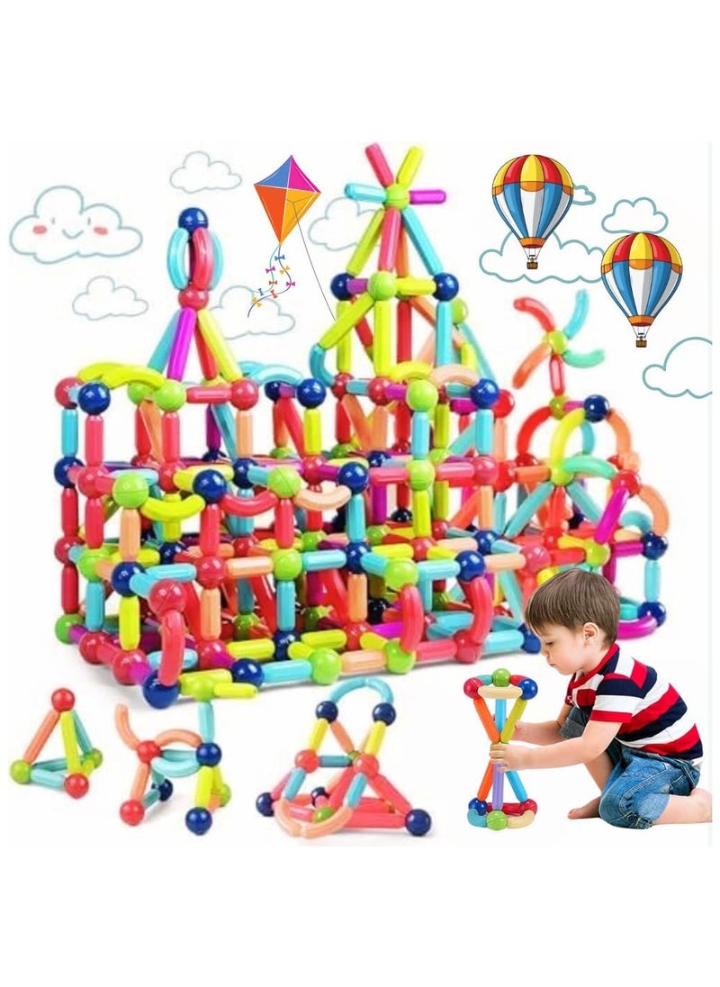 100 PCS Magnetic Building Blocks Toy, Stacking Magnetic Stick Rods and Ball Toys, Educational Construction Puzzle for Kids  - Image 1