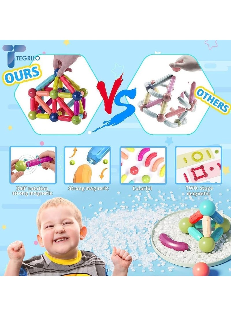 100 PCS Magnetic Building Blocks Toy, Stacking Magnetic Stick Rods and Ball Toys, Educational Construction Puzzle for Kids  - Image 2