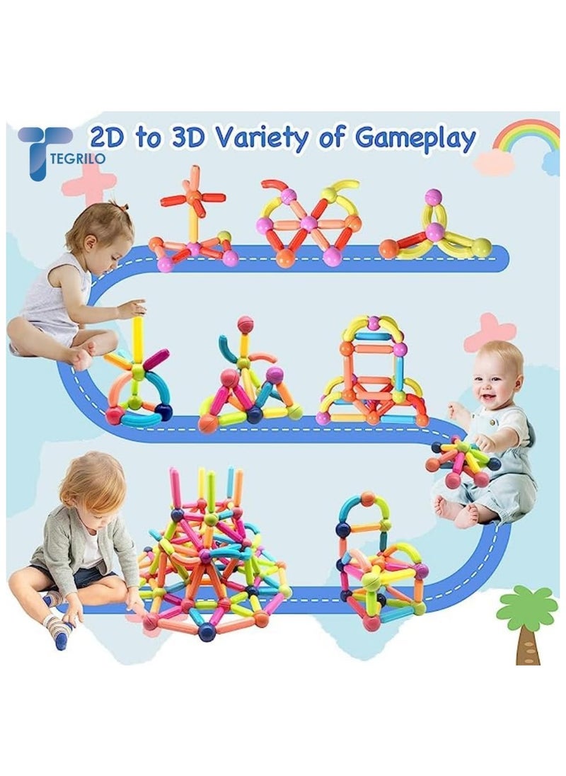 100 PCS Magnetic Building Blocks Toy, Stacking Magnetic Stick Rods and Ball Toys, Educational Construction Puzzle for Kids  - Image 5