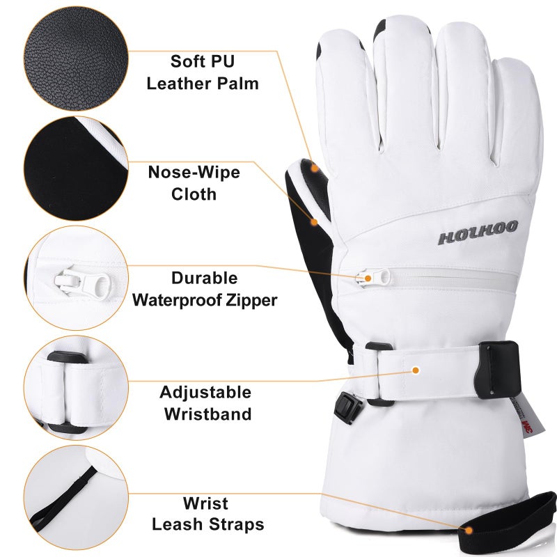 HOIHOO Ski Gloves, Waterproof Warm 3M Thinsulate Snow Gloves Touchscreen Cold Weather Winter Gloves Snowboard Glove Fits Both Men & Women - Image 3