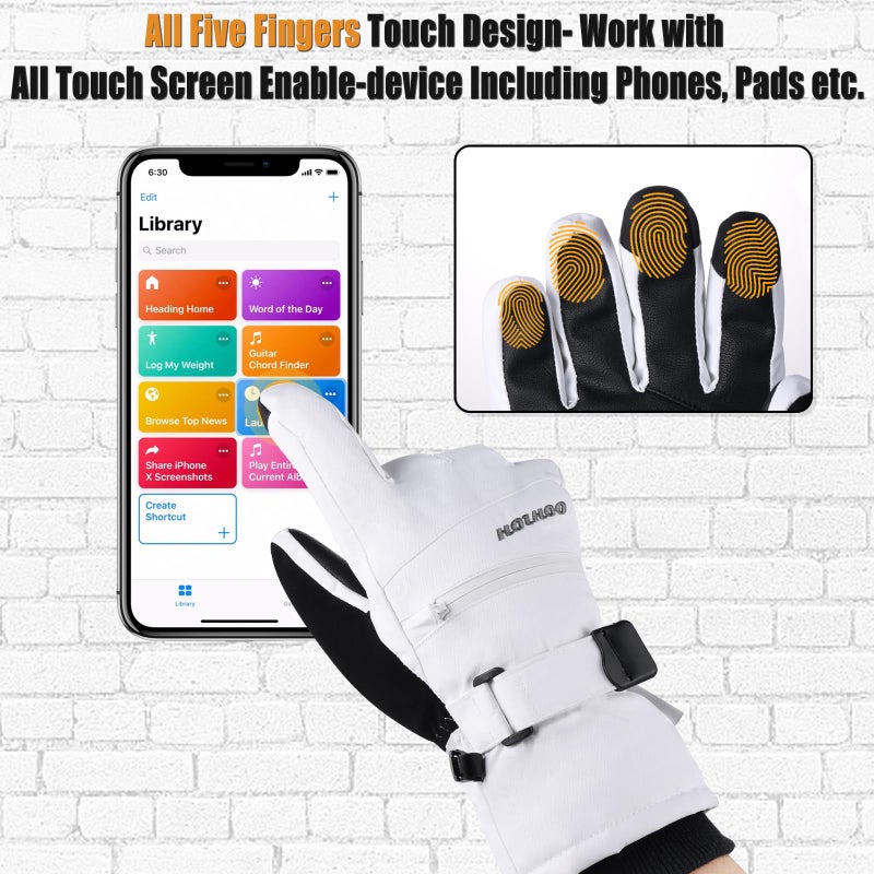 HOIHOO Ski Gloves, Waterproof Warm 3M Thinsulate Snow Gloves Touchscreen Cold Weather Winter Gloves Snowboard Glove Fits Both Men & Women - Image 4