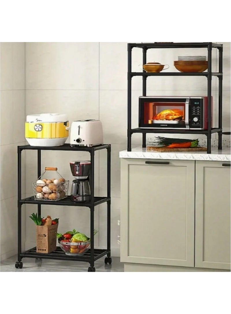 LINGWEI Six-tier Kitchen Rack metal storage shelves 38x160x30cm Multi-functional Space-Saver with Locking Wheels - Image 4