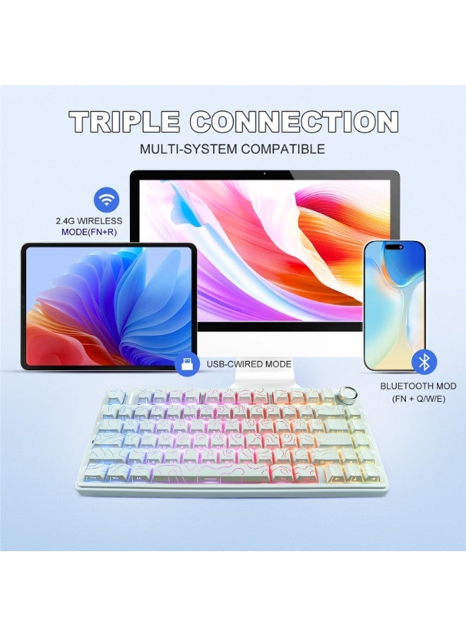 AULA F75 Gaming Keyboard Triple Mode Connected 75% Mechanical Keyboard with RGB Backlit Shine-Through Hot Swappable Keycaps and Knob - Image 4