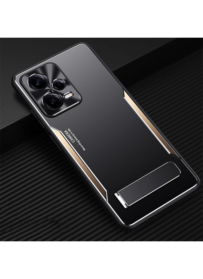 HuHa Case Cover For Xiaomi Redmi Note 12 Pro+ China Blade Series TPU + Titanium Alloy Phone Case with Holder Black Gold 