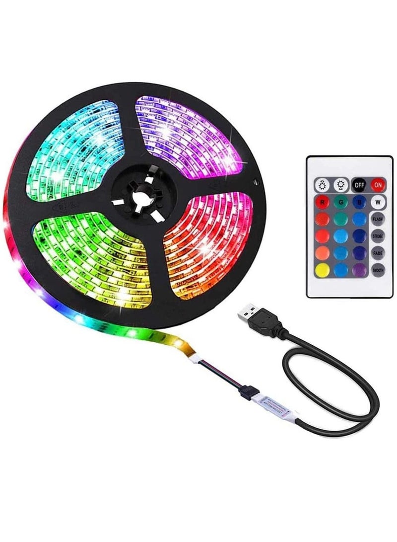 Mult-Color LED Light Strip 2M USB RGB Waterproof Decoration Lighting with Remote Control Flexible Led Strip Lighting for Bedroom Kitchen Hotel Home TV Back (Color Changing) - Image 1