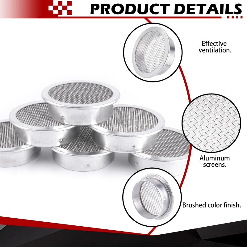 Verplexter 2-Inch Round Open Screen Vent, Mill Finish, 6 Pack - Image 3