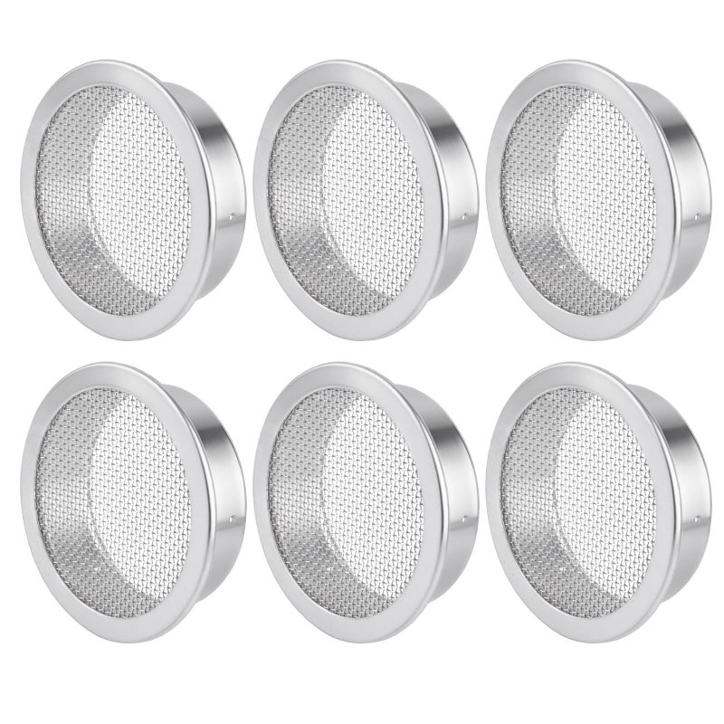 Verplexter 2-Inch Round Open Screen Vent, Mill Finish, 6 Pack - Image 1