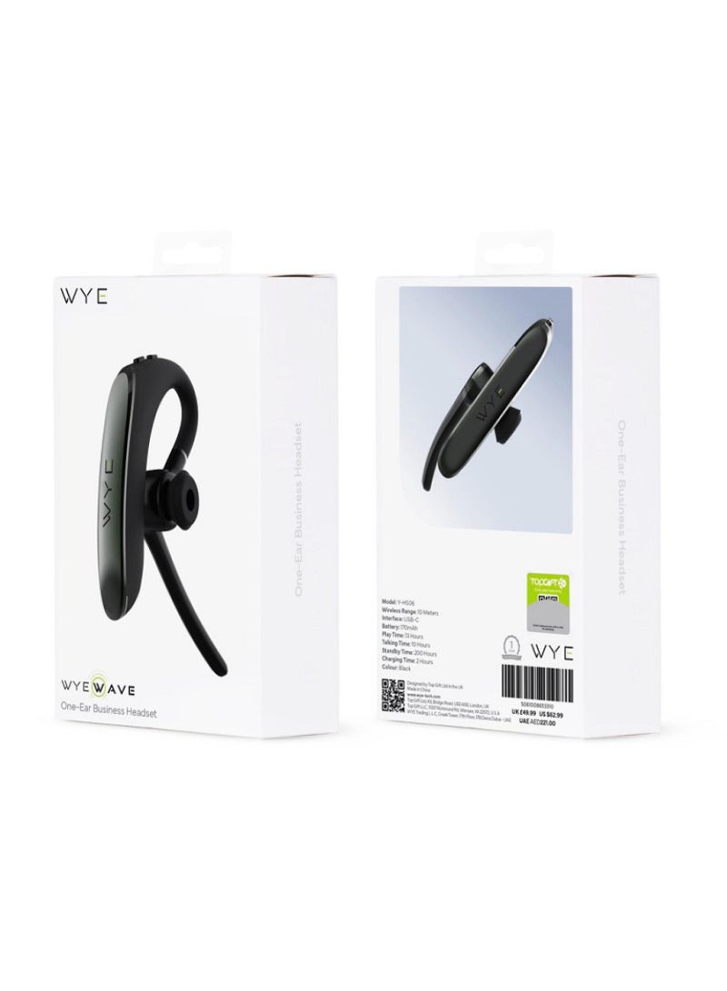 WYE Bluetooth Business Headset, One-Ear Wireless Earpiece with Noise Cancelling Microphone, Model Y-HS06 - Image 1