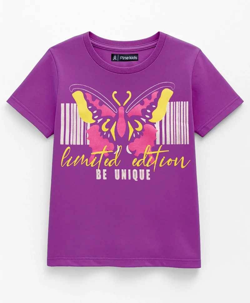 Pine Kids Pine Kids Cotton Knit Half Sleeves T-Shirts with Text Print Pack of 3 - Yellow Red & Purple