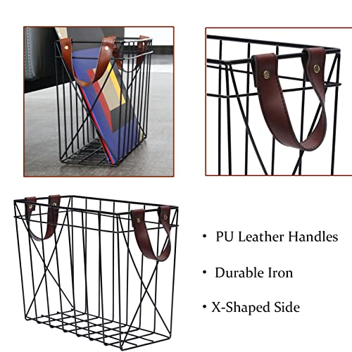 Opexscal Magazine Rack Magazine Holder Storage Organizer Bin for Magazines, Books or Vinyl Record Album Storage, Black - Image 3