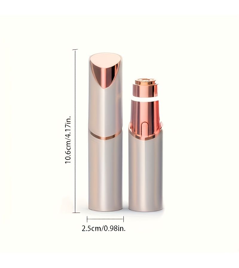 جديد 2 في 1 مزيل شعر كهربائي مزدوج الرأس، شحن عبر USB، ضوء LED، ماكينة حلاقة للوجه بشفرة من الفولاذ المقاوم للصدأ، لتشذيب الشعر للشفتين والذقن والشعر الزغبي، بلون الشمبانيا الذهبي، هدية مثالية للنساء - Image 4