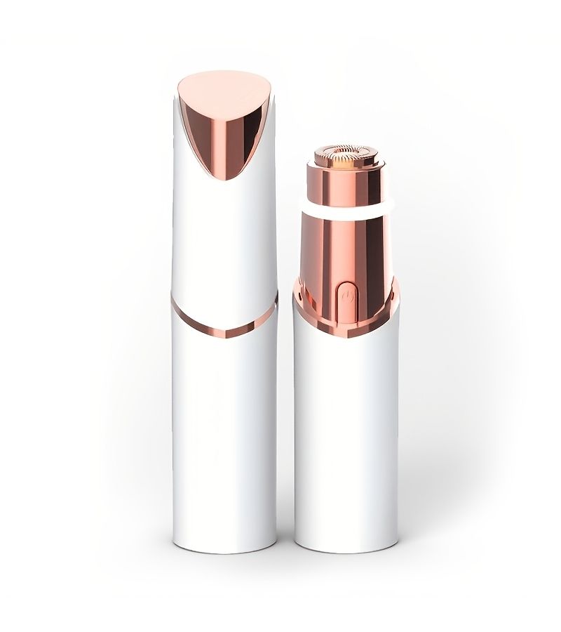 جديد 2 في 1 مزيل شعر كهربائي مزدوج الرأس، شحن عبر USB، ضوء LED، ماكينة حلاقة للوجه بشفرة من الفولاذ المقاوم للصدأ، لتشذيب الشعر للشفتين والذقن والشعر الزغبي، بلون الشمبانيا الذهبي، هدية مثالية للنساء - Image 1