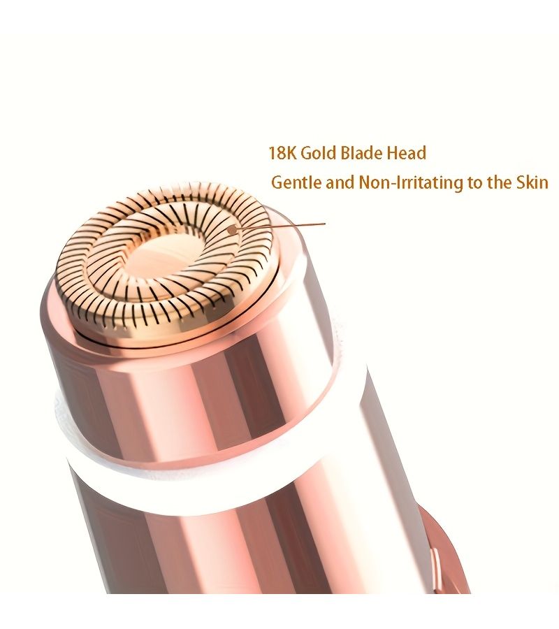 جديد 2 في 1 مزيل شعر كهربائي مزدوج الرأس، شحن عبر USB، ضوء LED، ماكينة حلاقة للوجه بشفرة من الفولاذ المقاوم للصدأ، لتشذيب الشعر للشفتين والذقن والشعر الزغبي، بلون الشمبانيا الذهبي، هدية مثالية للنساء - Image 5