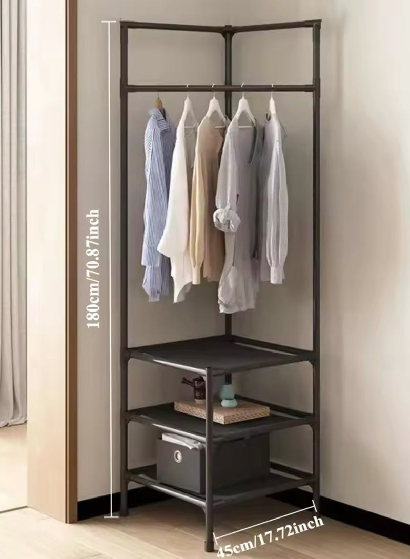 COYICMSS Corner coat rack, Multi-Layer Shoe and Hat Rack Household Multifunctional clothes rack (Black) - Image 4