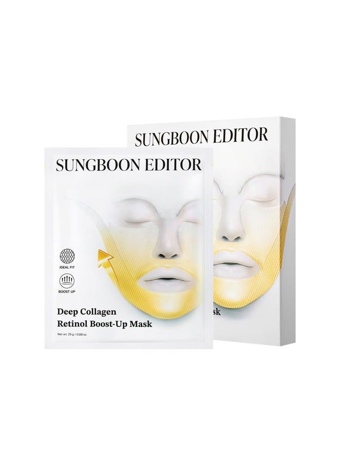 SUNGBOON EDITOR SUNBOON EDITOR Deep Collagen Retinol Tension Boost Up Mask | Retinol, Volufiline, Lifted Skin, Skin Firmness, Boosted Volume for Sagging skin, Double Chin Reducer, V Line Lifting Mask, 25g x 4ea - Image 1