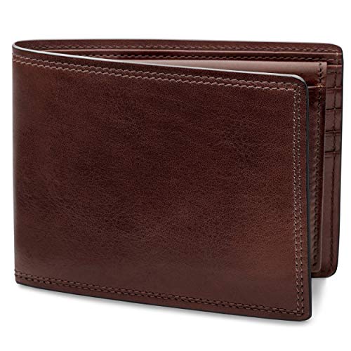 Bosca Men's Leather Wallet with Removable ID Passcase - Dolce Italian leather Wallet for Men 8 Card Slots, Bifold Design, Hand-Stitched Detailing, Polished Finish, Dark Brown - Image 1
