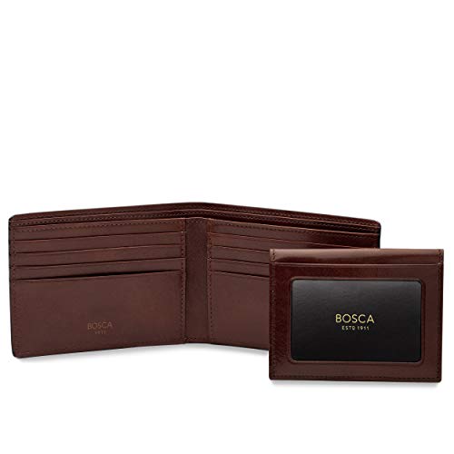 Bosca Men's Leather Wallet with Removable ID Passcase - Dolce Italian leather Wallet for Men 8 Card Slots, Bifold Design, Hand-Stitched Detailing, Polished Finish, Dark Brown - Image 5