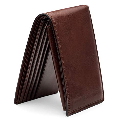 Bosca Men's Leather Wallet with Removable ID Passcase - Dolce Italian leather Wallet for Men 8 Card Slots, Bifold Design, Hand-Stitched Detailing, Polished Finish, Dark Brown - Image 2