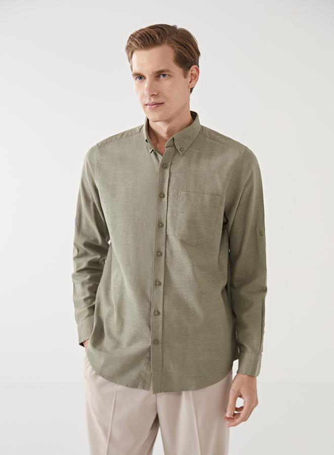 LC WAIKIKI Regular Fit Long Sleeve Linen Blend Men's Shirt - Image 1
