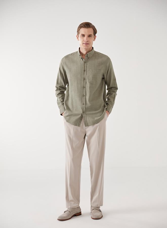 LC WAIKIKI Regular Fit Long Sleeve Linen Blend Men's Shirt - Image 2