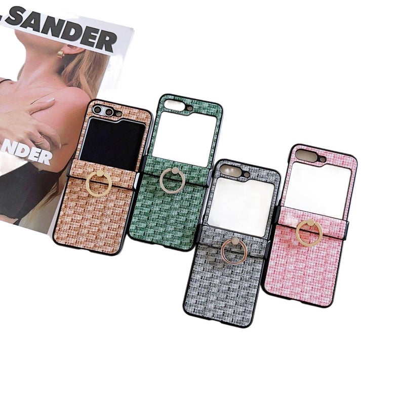 غطاء واقي | نسيج منسوج | أخضر | مقاوم للصدمات لـ Samsung Galaxy Z Flip 4 | Woven Texture حماية من السقوط - Image 2