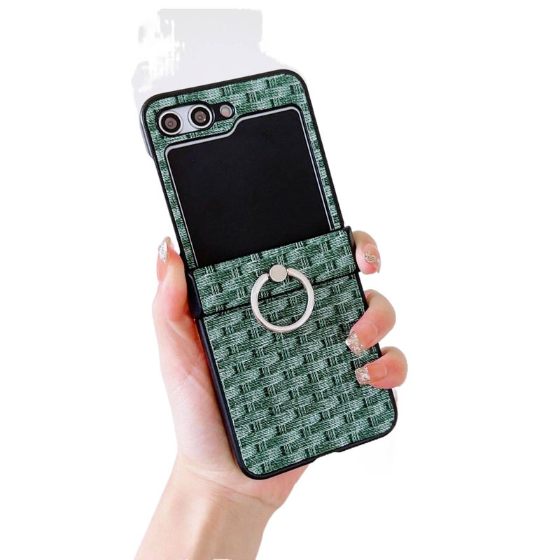 غطاء واقي | نسيج منسوج | أخضر | مقاوم للصدمات لـ Samsung Galaxy Z Flip 4 | Woven Texture حماية من السقوط - Image 1