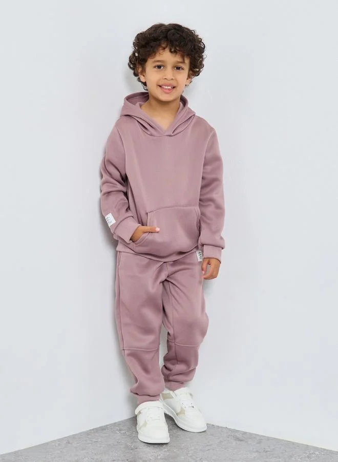 Styli Styli Boys Purple Solid Hoodie and Jogger Set