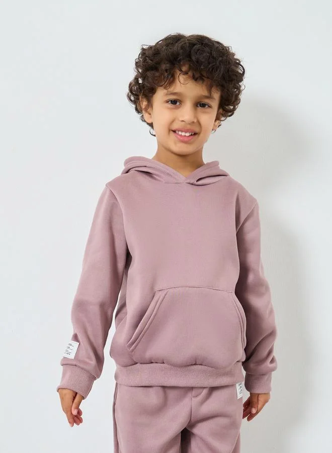 Styli Styli Boys Purple Solid Hoodie and Jogger Set