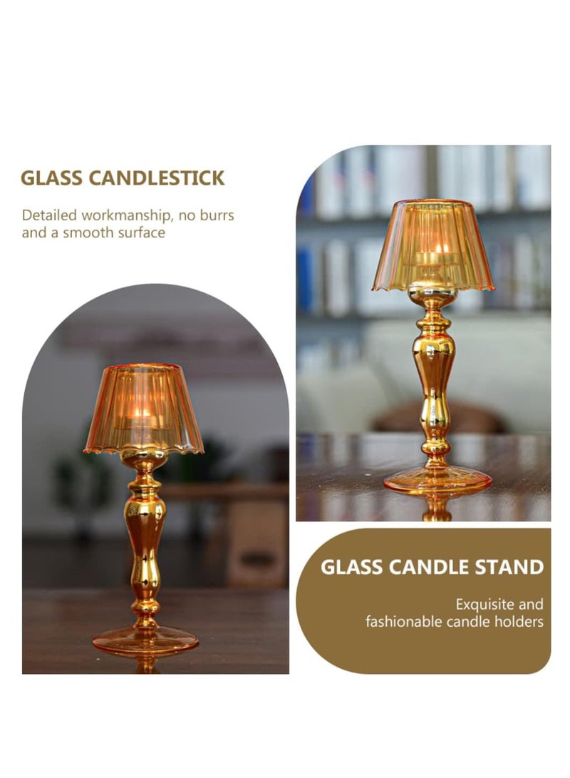 Candle Holder, Tea Light Holder Candle Stick Holders, Glass Wedding Candle Base Lamp Shaped Candle Stand, Decorative Votive Stand Clear Tall Crystal Candle Holder, 1 Pcs - Image 3