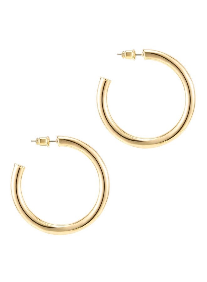 PAVOI 14K Yellow Gold Hoop Earrings For Women | 3.5Mm Thick 45Mm Infinity Gold Hoops Women Earrings | Gold Plated Loop Earrings For Women | Lightweight Hoop Earrings Set  - Image 1