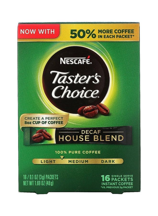 Nescafe 16-Packets Decaf House Blend Taster's Choice Coffee 48grams - Image 1