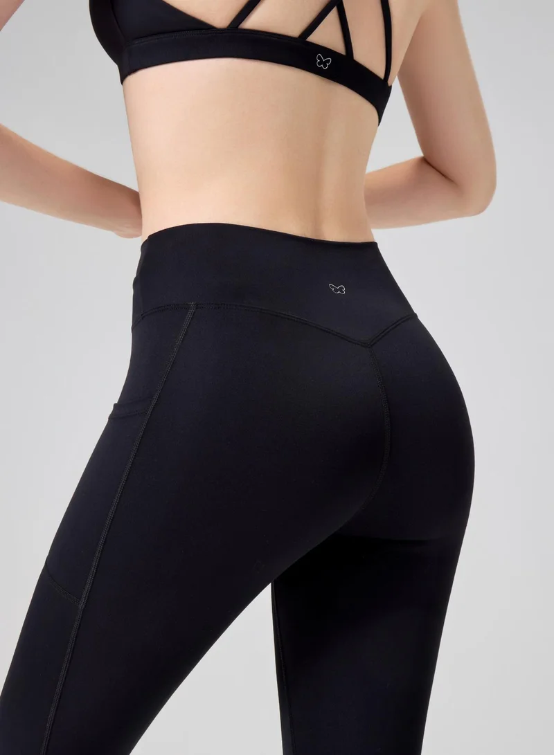 Amorxe High Waisted Yoga Leggings Twist Design Tummy Control Side Pockets Stretch