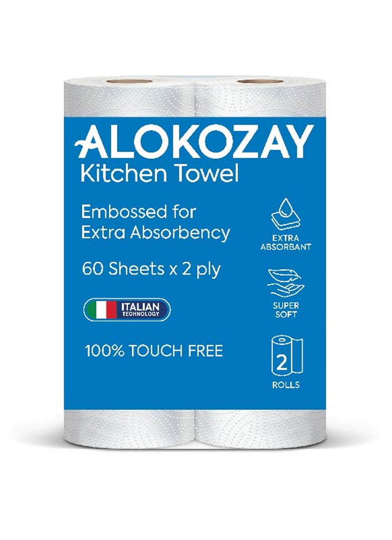 Alokozay Kitchen Towel  Extra Absorbent 60 Sheets 2 Ply 2 Rolls - Image 1