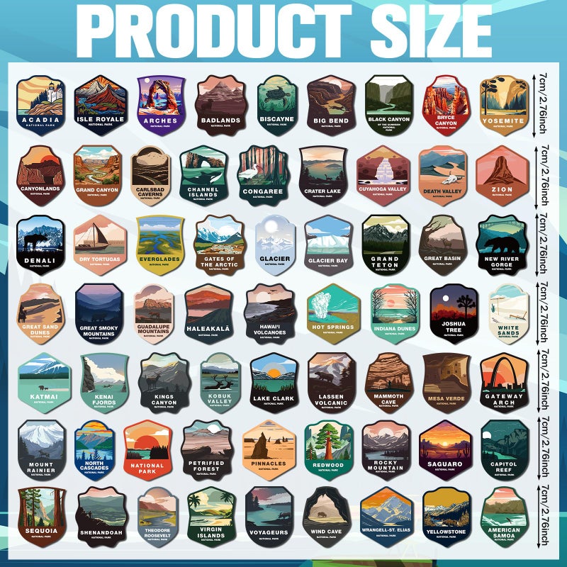 Kingdder 63 Pcs USA National Parks Magnet Outdoor Nature Traveling Camping Exploring Hiking Inspired Magnetic Refrigerator Stickers USA Travel Adventure Parks Souvenirs Gifts - Image 2