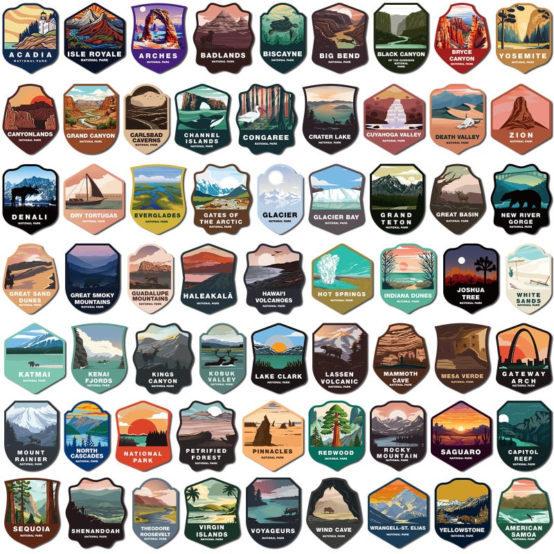 Kingdder 63 Pcs USA National Parks Magnet Outdoor Nature Traveling Camping Exploring Hiking Inspired Magnetic Refrigerator Stickers USA Travel Adventure Parks Souvenirs Gifts - Image 1