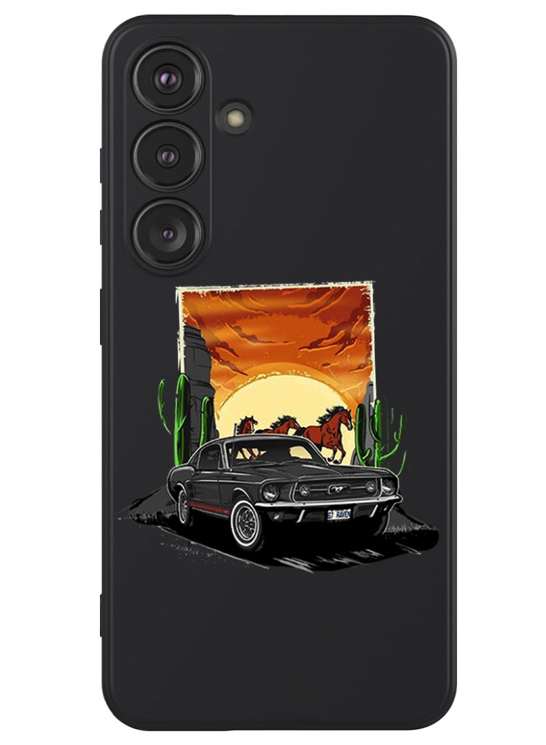 Theodor Protective Slim Fit Case Liquid Silicone Cover with Full Body Protection Anti-Scratch Shockproof Case For Samsung Galaxy S24 (Black) - Car horse - Image 1