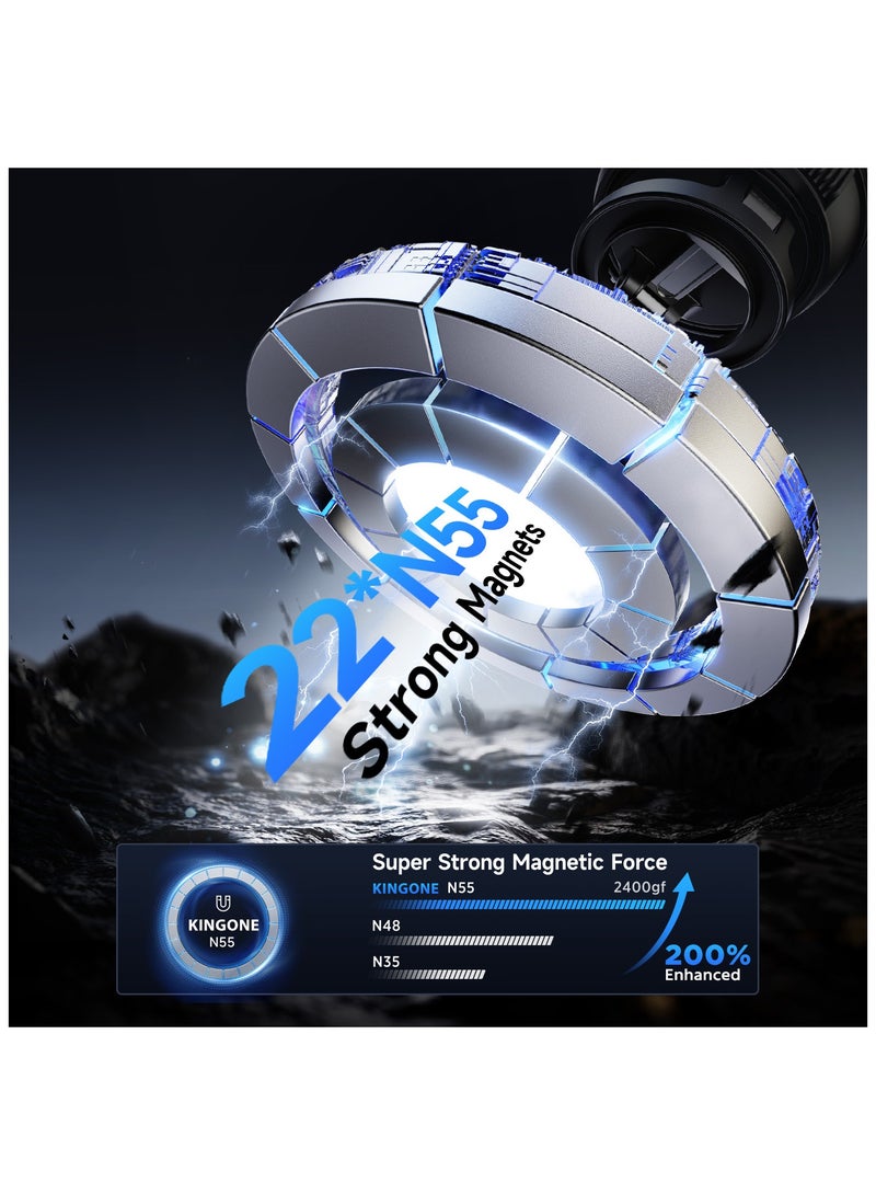 كينجوان حامل هاتف مغناطيسي للسيارة، قابل للتعديل بزاوية 360 درجة، قوة شفط فائقة تزيد عن 78 رطلاً ومغناطيس بقوة 2400 غرام، حامل هاتف للسيارة متوافق مع أجهزة iPhone 17 Pro Max و16 و15 و14 و13 و12 Air Plus، مصنوع من ألياف الكربون - Image 2