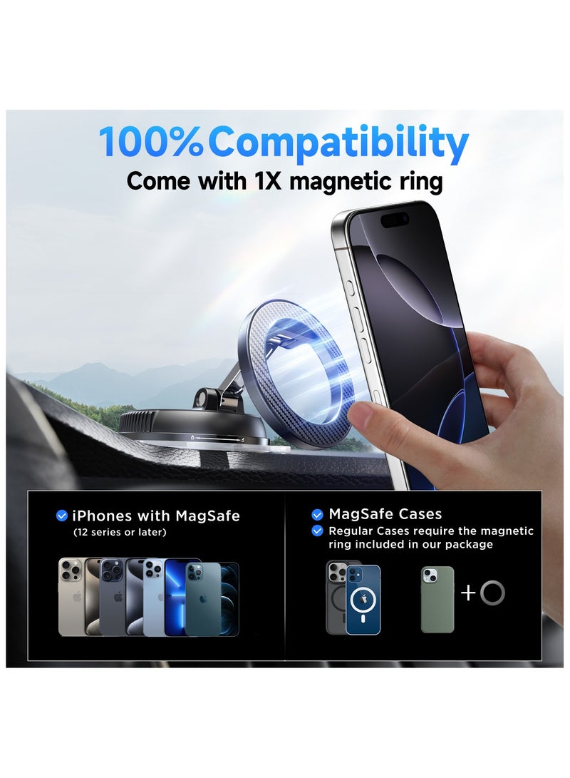 كينجوان حامل هاتف مغناطيسي للسيارة، قابل للتعديل بزاوية 360 درجة، قوة شفط فائقة تزيد عن 78 رطلاً ومغناطيس بقوة 2400 غرام، حامل هاتف للسيارة متوافق مع أجهزة iPhone 17 Pro Max و16 و15 و14 و13 و12 Air Plus، مصنوع من ألياف الكربون - Image 3
