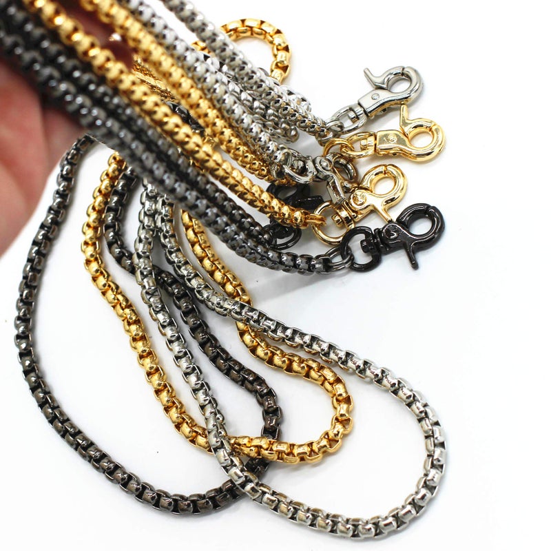 Model Worker Iron Box Chain Strap Handbag Chains Purse Chain Straps Shoulder Cross Body Replacement Straps with Metal Buckles (Gun-Black, 47") - Image 4